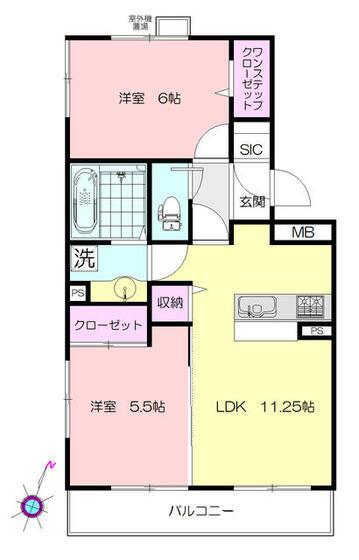ブルー・ローズ(2LDK/1階)の間取り写真
