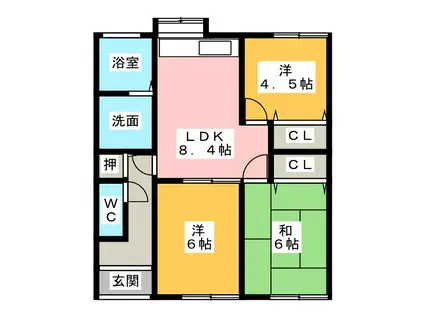 ＪＲ太多線 美濃川合駅 徒歩15分 2階建 築24年(3DK/2階)の間取り写真