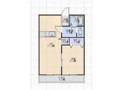 エル・エヴァー(1LDK/2階)の間取り写真