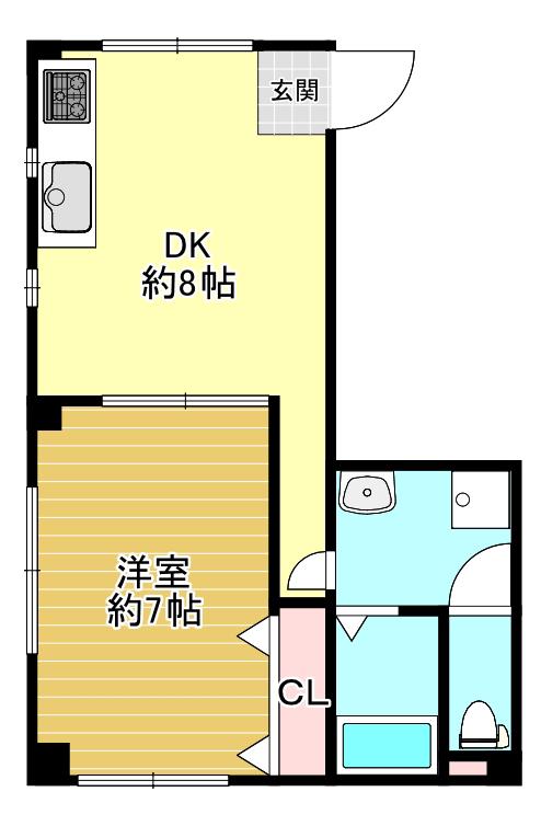 ROCKY大開(1DK/3階)の間取り写真