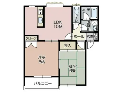 サンライズ伊井(2LDK/1階)の間取り写真