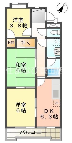 第2みゆきビル(3DK/3階)の間取り写真