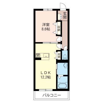 アバンダント港南台(1LDK/2階)の間取り写真