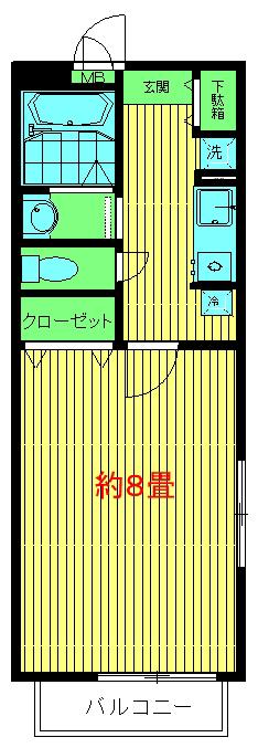 モデナエスタ北千住(1K/2階)の間取り写真