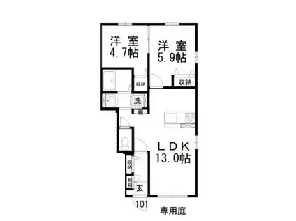 ルーチェ・B(2LDK/1階)の間取り写真