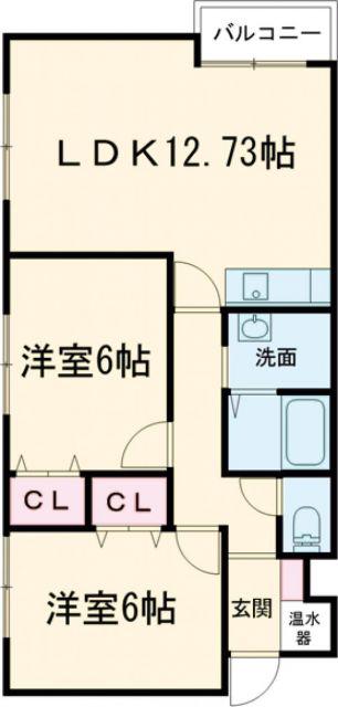 ハイツあかり(2LDK/2階)の間取り写真
