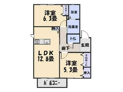 サウスナチュラルコート(2LDK/1階)の間取り写真