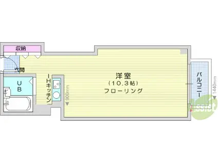 仙台錦町ハルヤマテラス(ワンルーム/5階)の間取り写真
