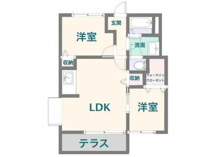 宇多津町のオススメ物件です(2LDK/1階)の間取り写真