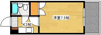 大芝グリーンコーポ(1K/4階)の間取り写真