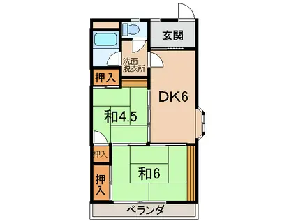 第2ロイヤルハイツ吉田(2DK/2階)の間取り写真