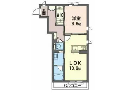 シャーメゾン リュエル八戸ノ里(1LDK/3階)の間取り写真