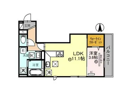 D-ROOM西汀丁(1LDK/1階)の間取り写真