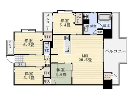 グランドパレスオーシャンステージ与次郎408号(4LDK/4階)の間取り写真