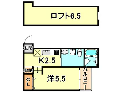 プログレス鷹取(ワンルーム/1階)の間取り写真