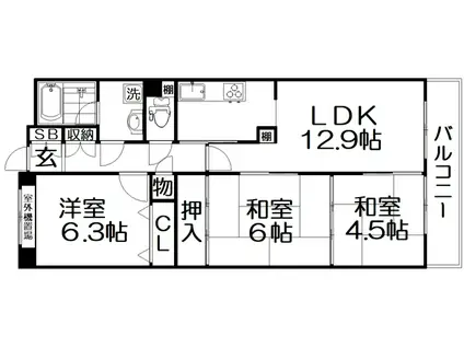 ライオンズマンション星田(3LDK/4階)の間取り写真