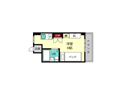 シャンクレール奈良(ワンルーム/2階)の間取り写真