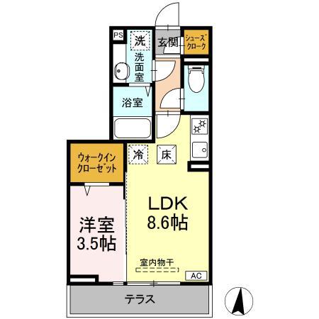 AMABILIS アマビリス(1LDK/2階)の間取り写真