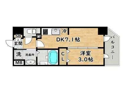 アドバンス大阪フルーヴ(1DK/8階)の間取り写真