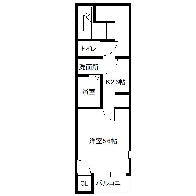 仙港SKY(1K/2階)の間取り写真