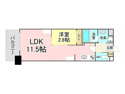 コンダクトレジデンス大膳(1LDK/7階)の間取り写真