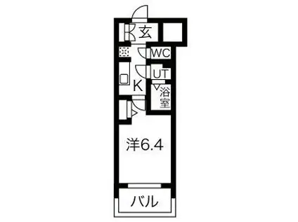 メイクス鶴舞II(1K/6階)の間取り写真