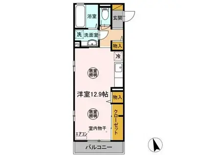 スターブル(ワンルーム/3階)の間取り写真