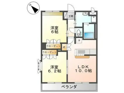フリーデン(2LDK/2階)の間取り写真