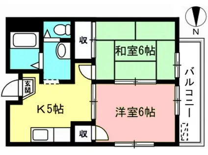 マウイハイツ2(2K/2階)の間取り写真