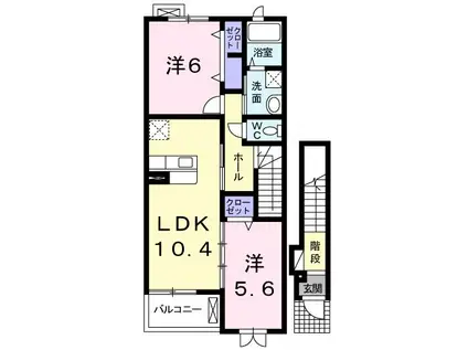 ラディーチェ・B(2LDK/2階)の間取り写真