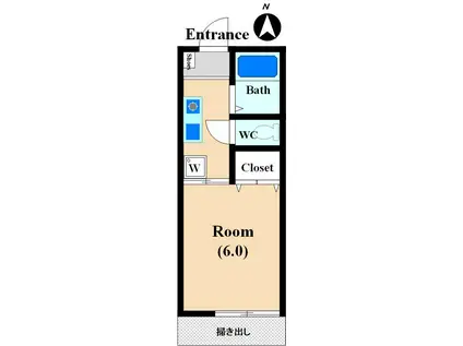 リビエール新城(1K/1階)の間取り写真