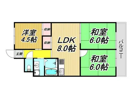 シャン堀ノ内(3LDK/2階)の間取り写真