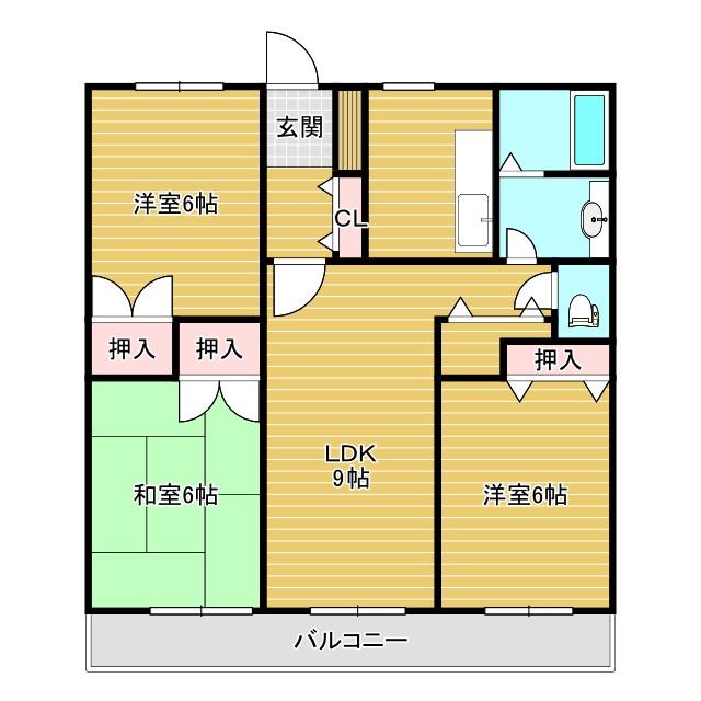 レジデンス桂B(3LDK/1階)の間取り写真