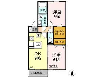 シャインポート屋島G(2LDK/1階)の間取り写真