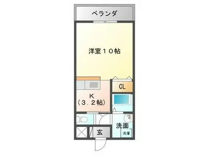 アビーロード(1K/3階)の間取り写真
