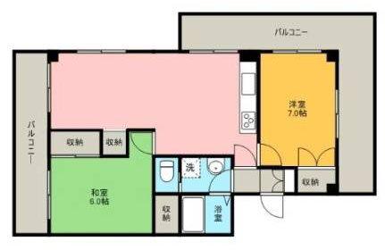 ステータスヒル甲府七番館(2LDK/4階)の間取り写真