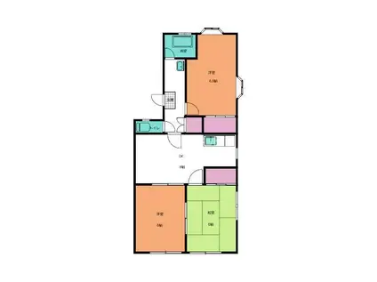松美第2マンション(3DK/1階)の間取り写真
