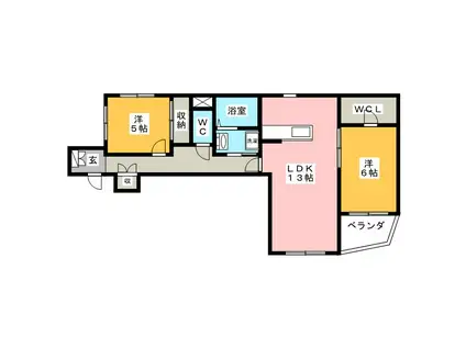 カシオペア(2LDK/2階)の間取り写真