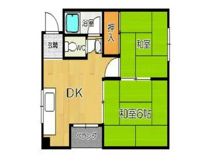 中野マンション(2DK/4階)の間取り写真