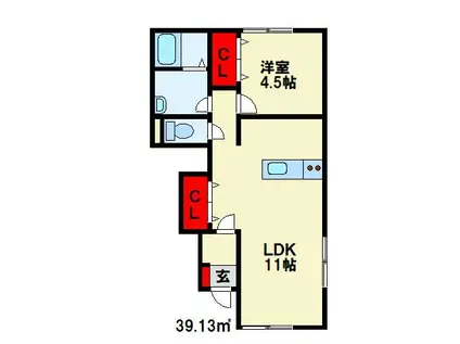 ルミナーレ高須(1LDK/1階)の間取り写真