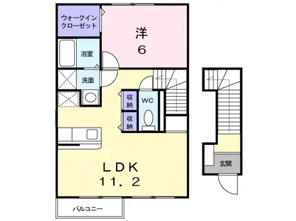 サウス ヒルズ I(1LDK/2階)の間取り写真