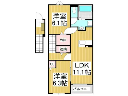 メゾン シュクレ(2LDK/2階)の間取り写真
