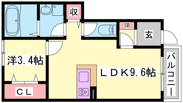 クリスタルハイツ土山(1LDK/1階)の間取り写真