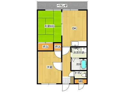 サンフォーレ周布(2DK/3階)の間取り写真