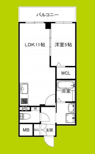 VITA荒本(1LDK/8階)の間取り写真