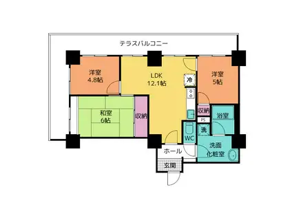 信開アーバンシティセントラル(3LDK/8階)の間取り写真