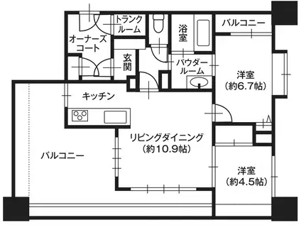 Dレスティア平三倉(2LDK/2階)の間取り写真