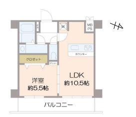 メゾンドールニュー明石(1LDK/2階)の間取り写真