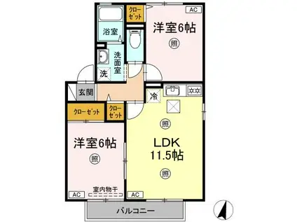 サンコーポ石井 A棟(2LDK/1階)の間取り写真