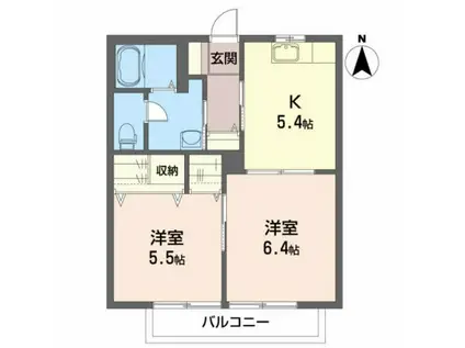 シュッテン・アンスバッハC(2K/2階)の間取り写真